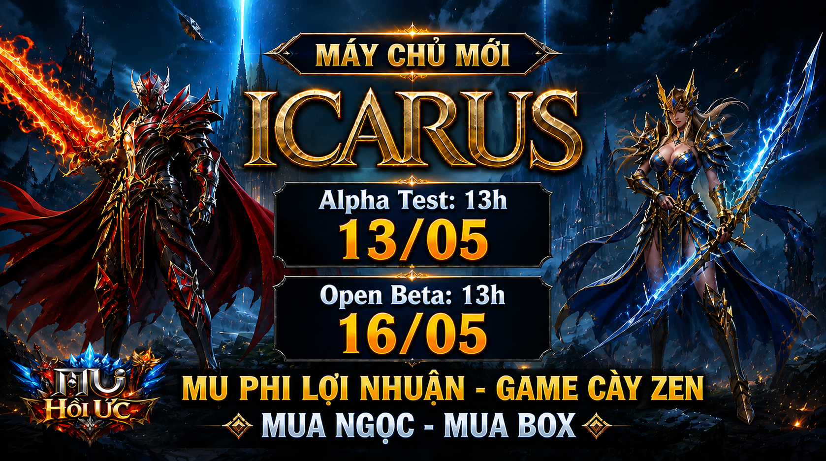 Banner MU-SS2 Season 2 máy chủ MU Online cày Zen cày Ngọc công bằng không webshop